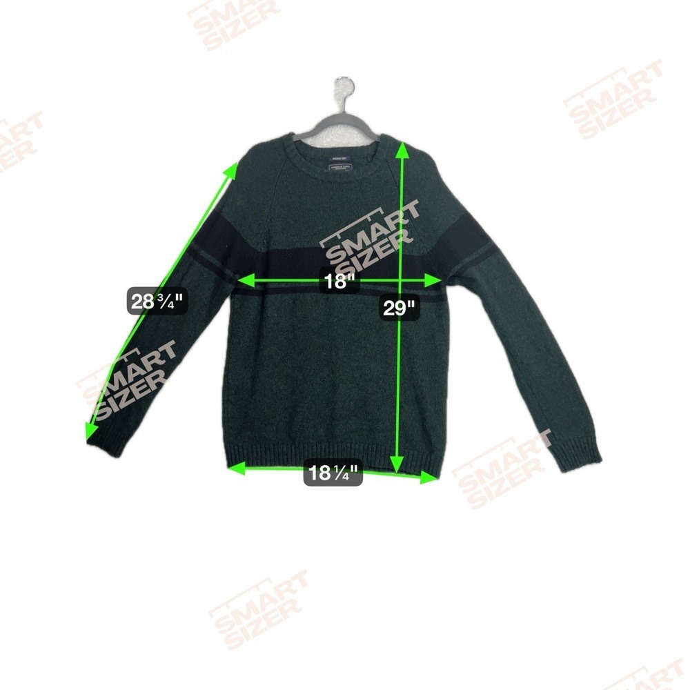 American Eagle Mens Seriously Soft Wool‎ Blend Striped Crewneck Sweater Green L - Picture 7 of 7